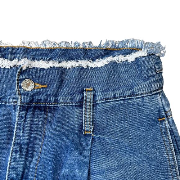 Forever 21 High Waisted Wide Leg Raw Fringe Waist 31 Casual Mom Jeans - Picture 4 of 6